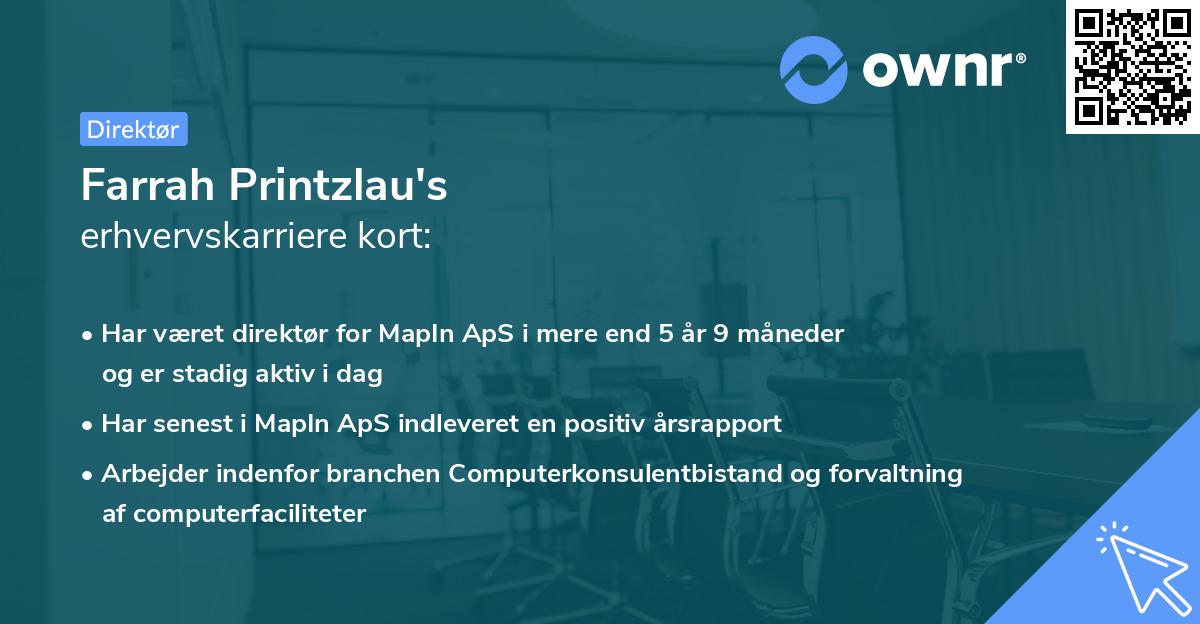 Farrah Printzlau's erhvervskarriere kort