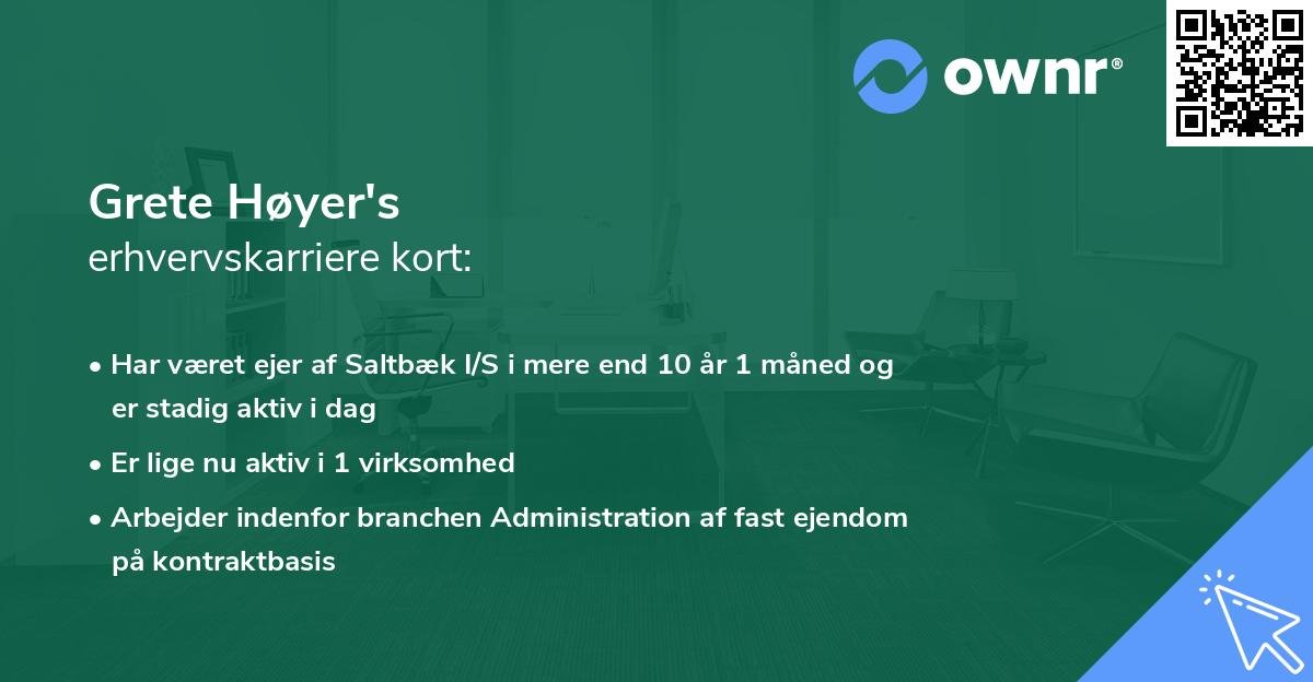 Grete Høyer's erhvervskarriere kort
