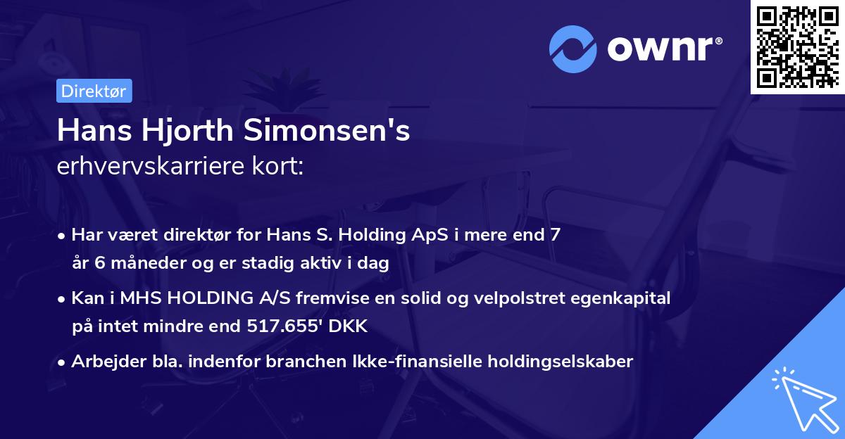 Hans Hjorth Simonsen's erhvervskarriere kort