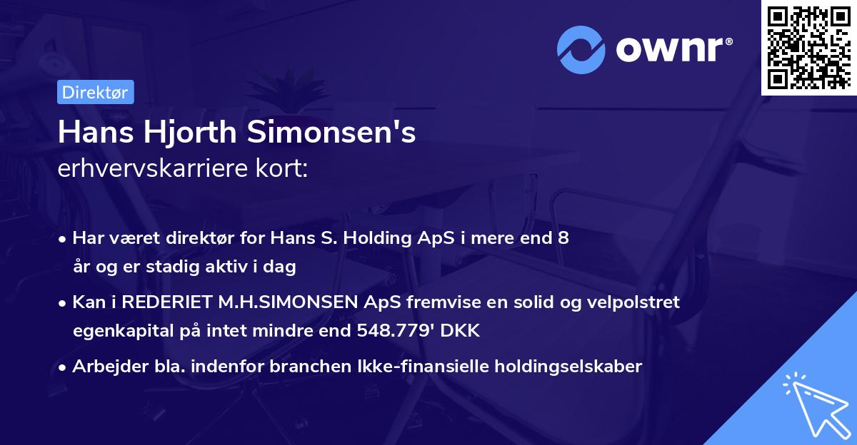 Hans Hjorth Simonsen's erhvervskarriere kort