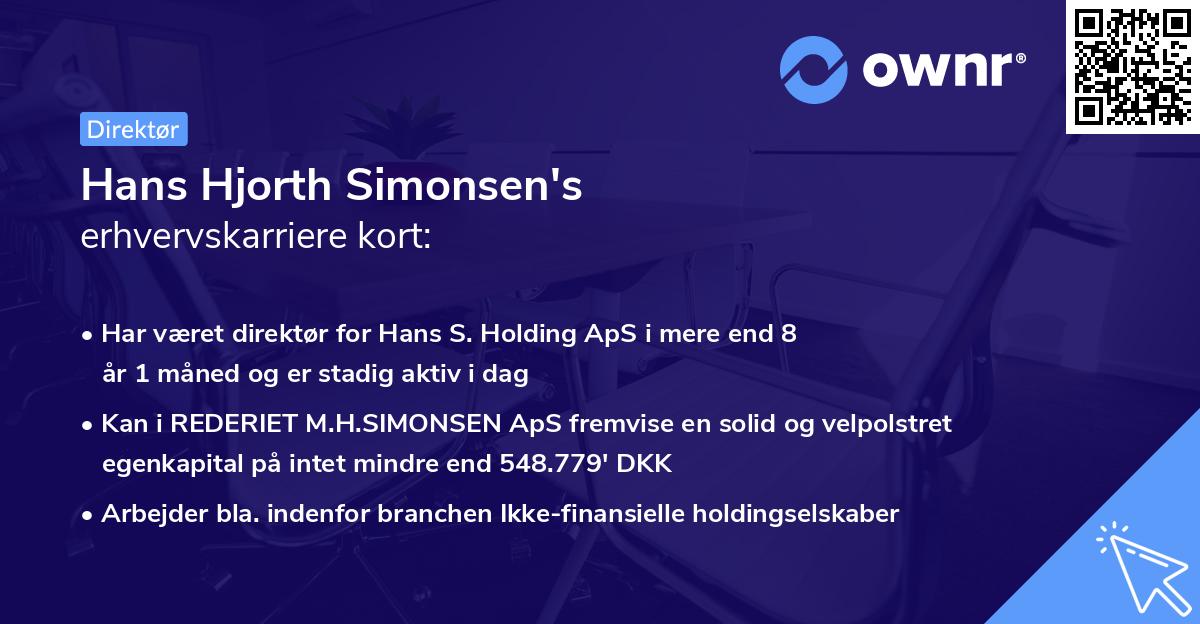 Hans Hjorth Simonsen's erhvervskarriere kort