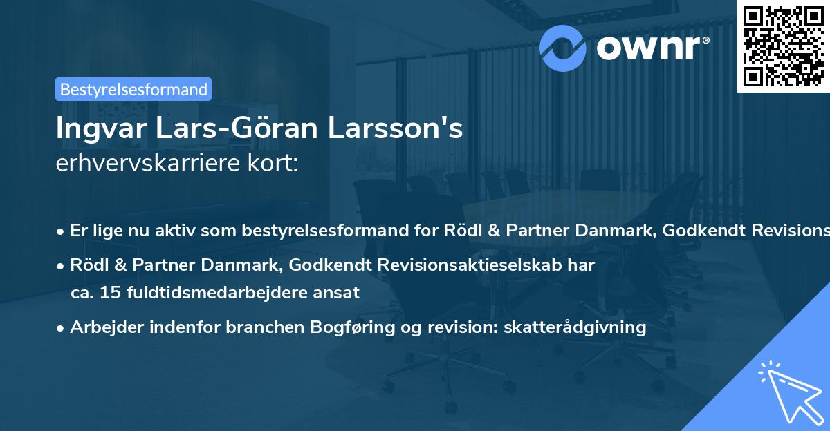 Ingvar Lars-Göran Larsson's erhvervskarriere kort