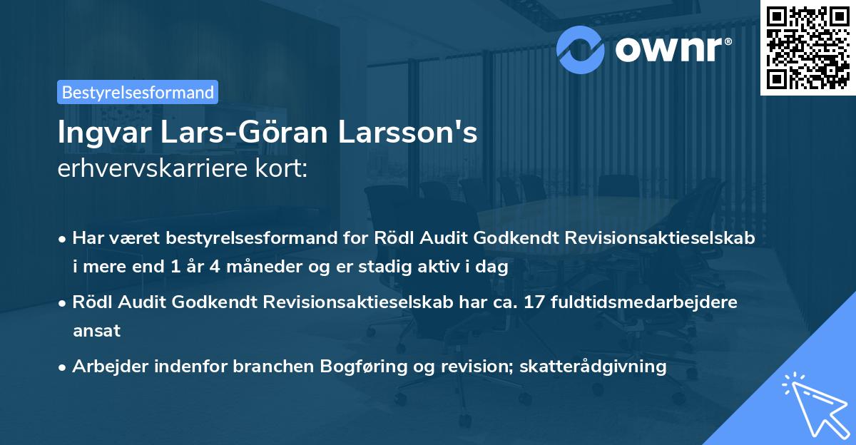 Ingvar Lars-Göran Larsson's erhvervskarriere kort