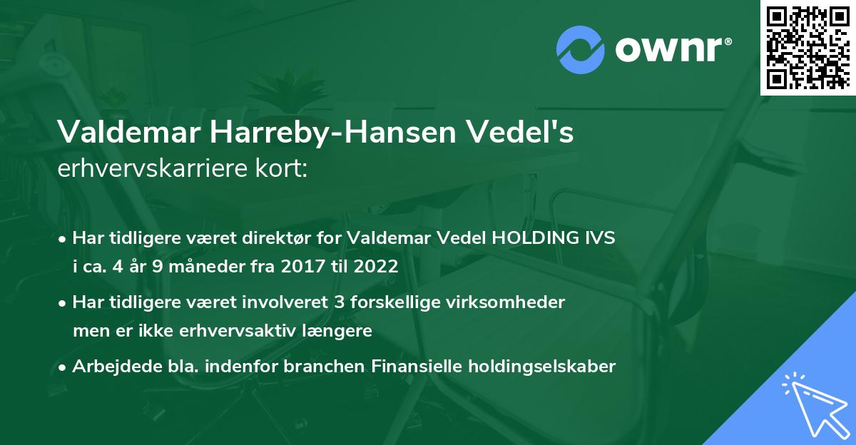 Valdemar Harreby-Hansen Vedel's erhvervskarriere kort