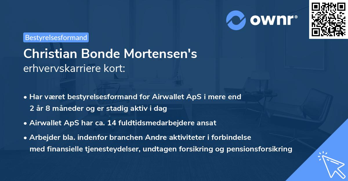 Christian Bonde Mortensen's erhvervskarriere kort