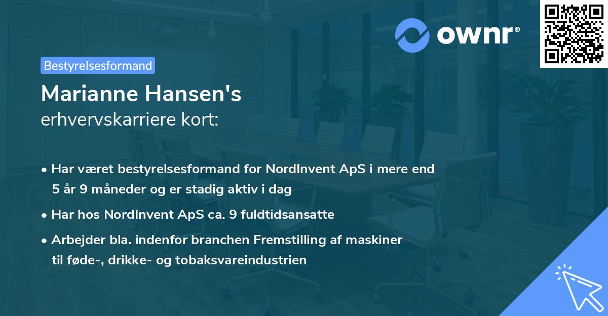 Marianne Hansen's erhvervskarriere kort