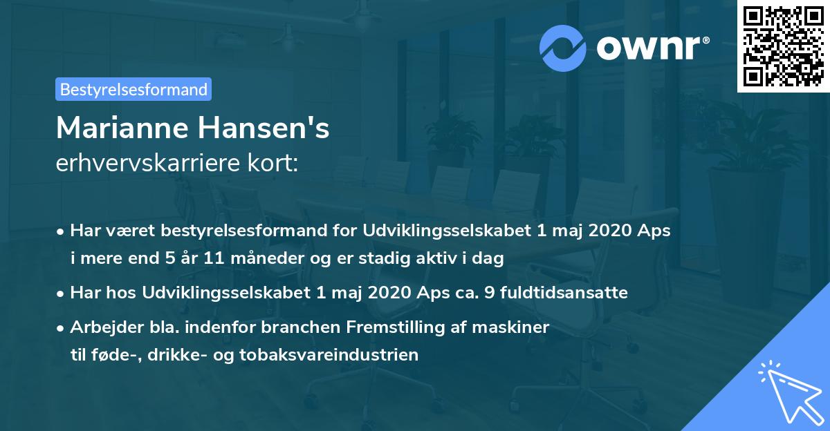 Marianne Hansen's erhvervskarriere kort