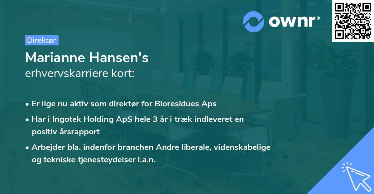 Marianne Hansen's erhvervskarriere kort