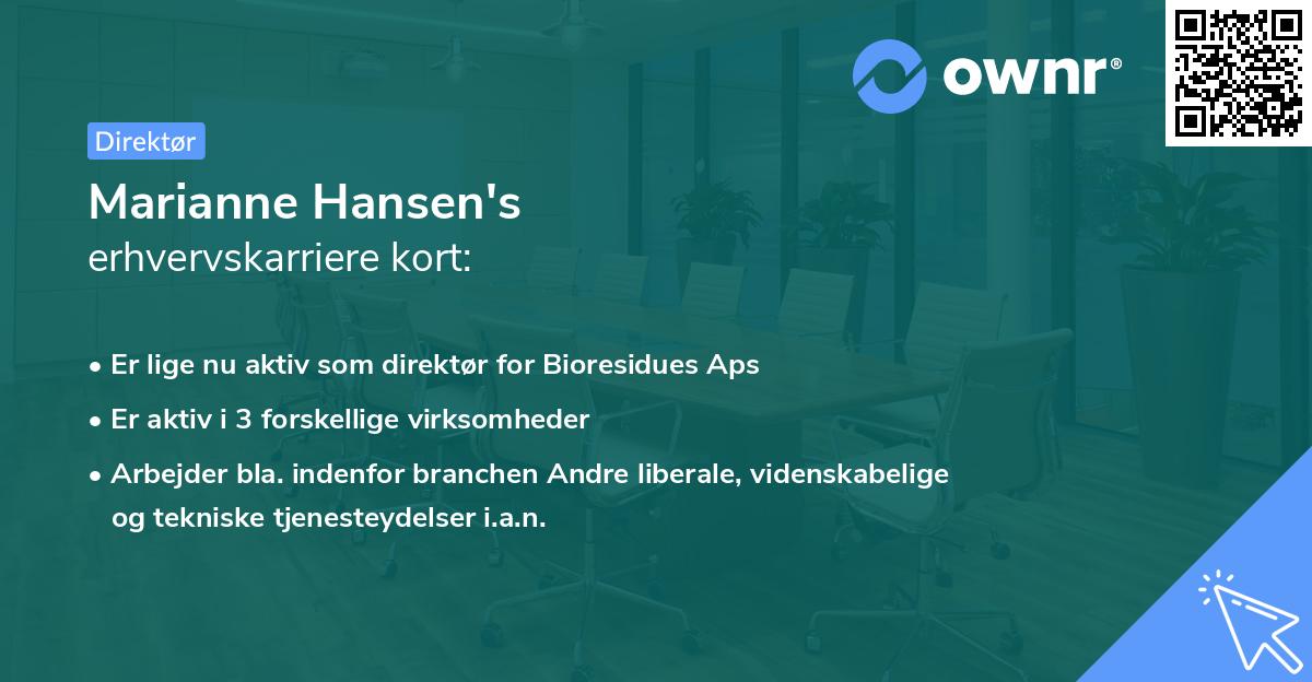 Marianne Hansen's erhvervskarriere kort