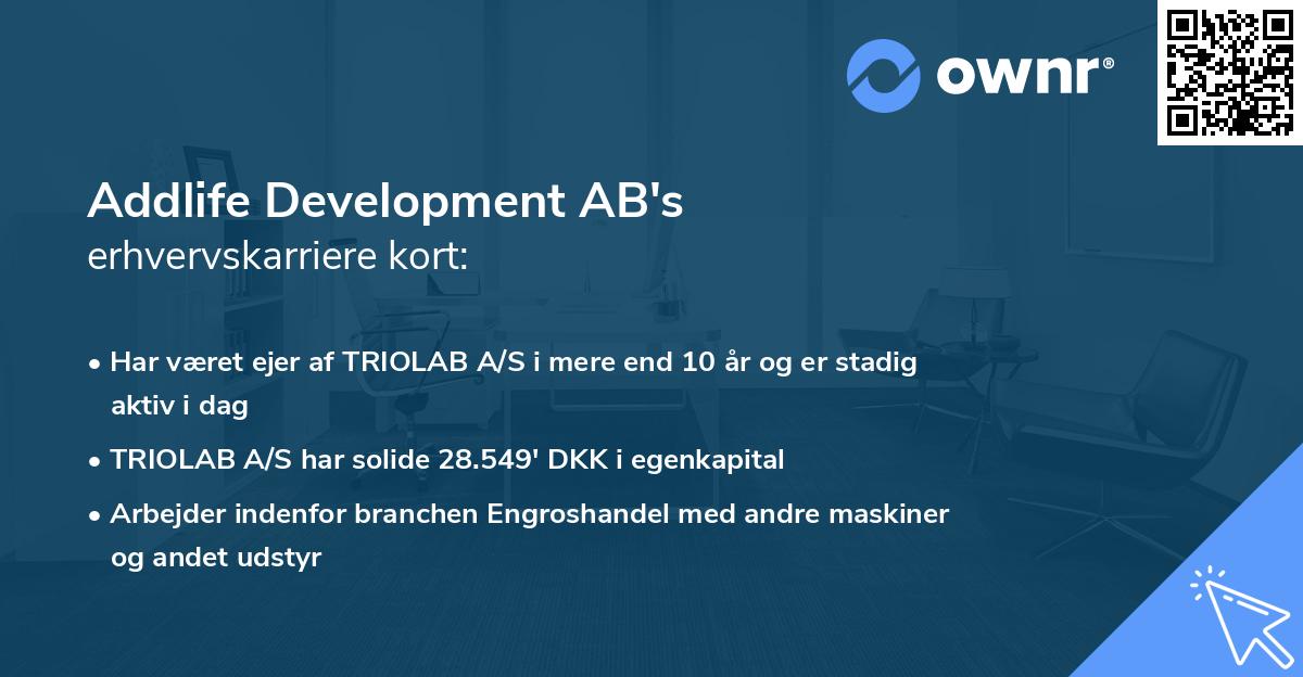 Addlife Development AB's erhvervskarriere kort