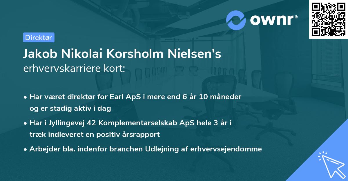 Jakob Nikolai Korsholm Nielsen's erhvervskarriere kort