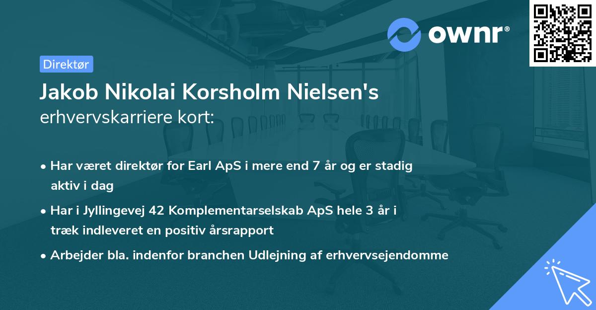 Jakob Nikolai Korsholm Nielsen's erhvervskarriere kort