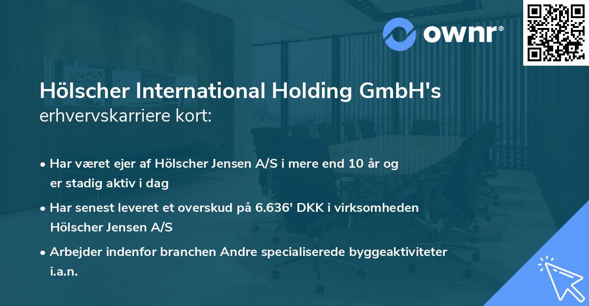 Hölscher International Holding GmbH's erhvervskarriere kort