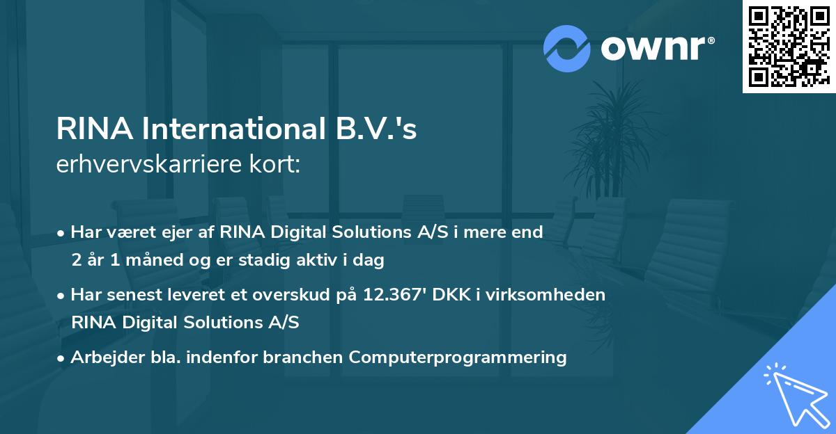 RINA International B.V.'s erhvervskarriere kort