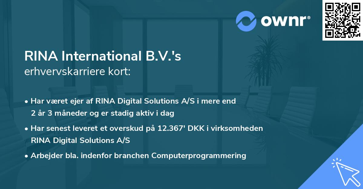 RINA International B.V.'s erhvervskarriere kort