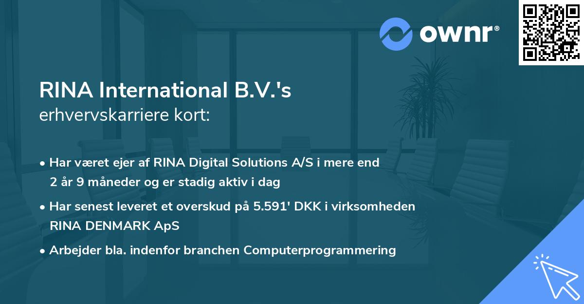 RINA International B.V.'s erhvervskarriere kort