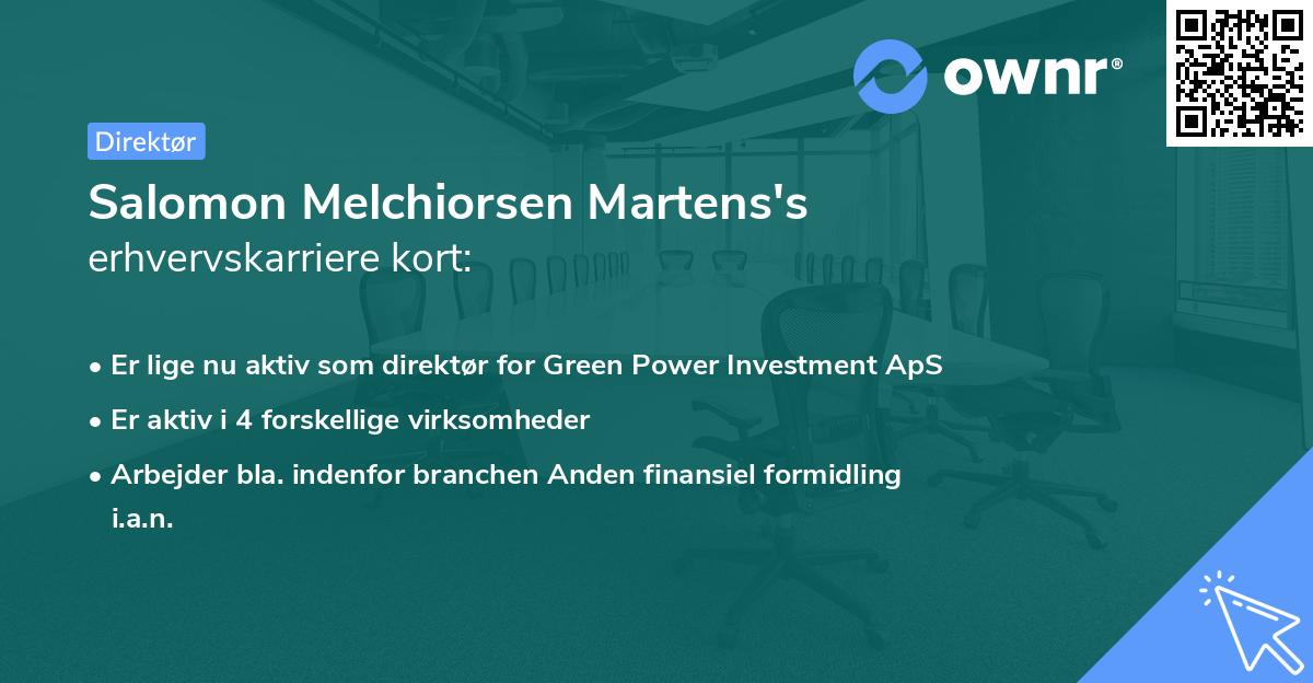 Salomon Melchiorsen Martens's erhvervskarriere kort
