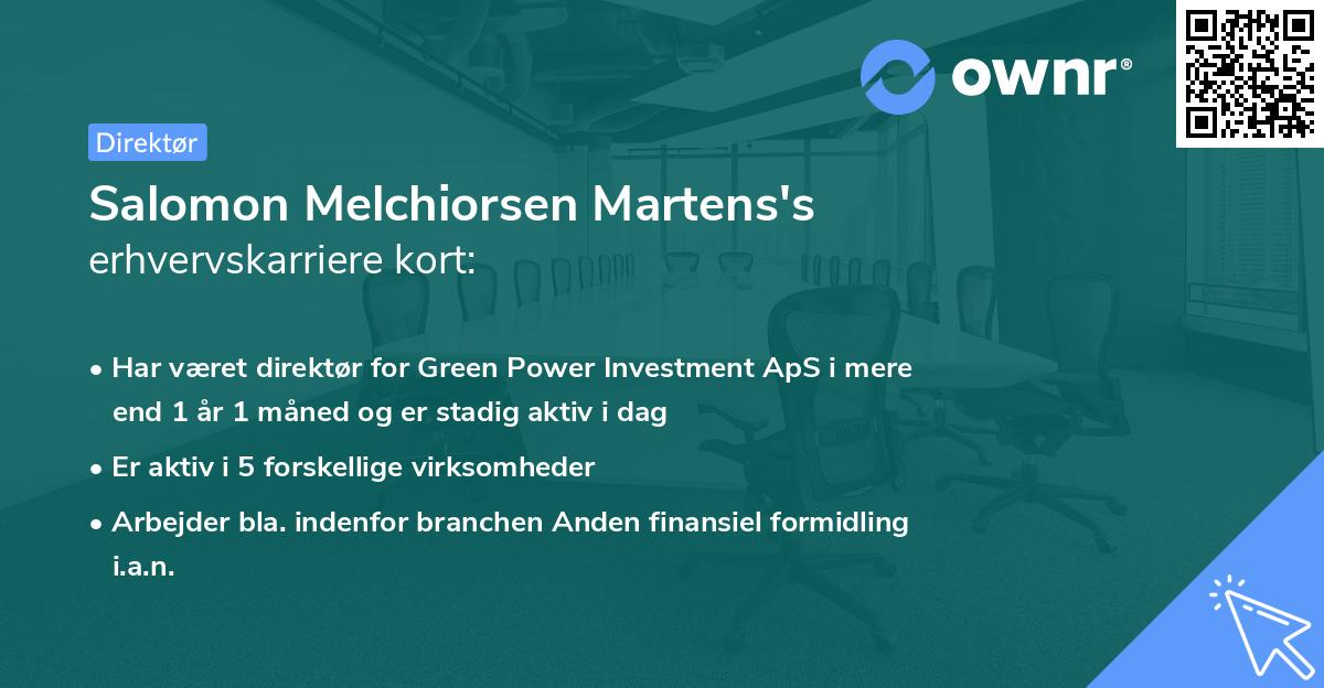 Salomon Melchiorsen Martens's erhvervskarriere kort