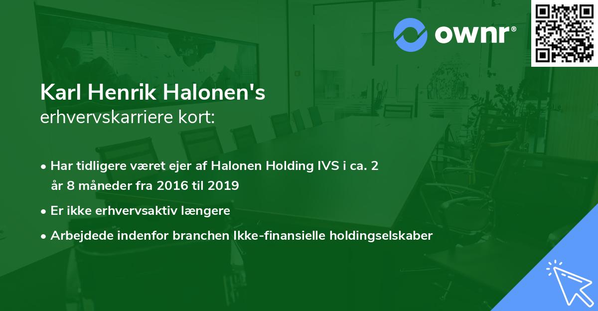 Karl Henrik Halonen's erhvervskarriere kort