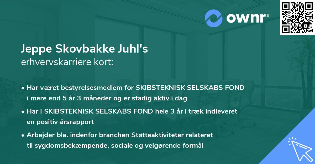 Jeppe Skovbakke Juhl's erhvervskarriere kort