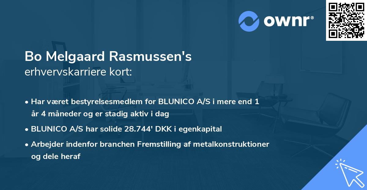 Bo Melgaard Rasmussen's erhvervskarriere kort