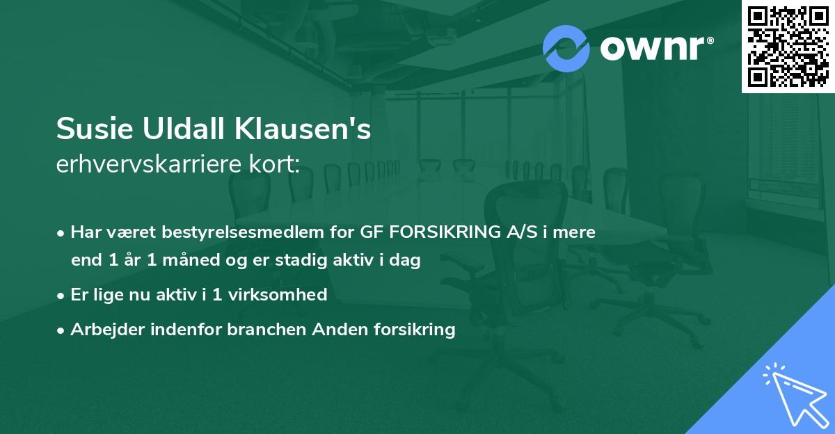 Susie Uldall Klausen's erhvervskarriere kort