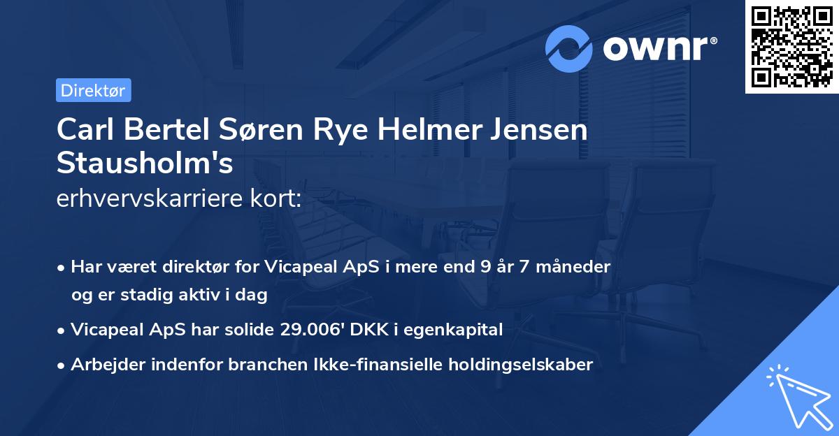 Carl Bertel Søren Rye Helmer Jensen Stausholm's erhvervskarriere kort