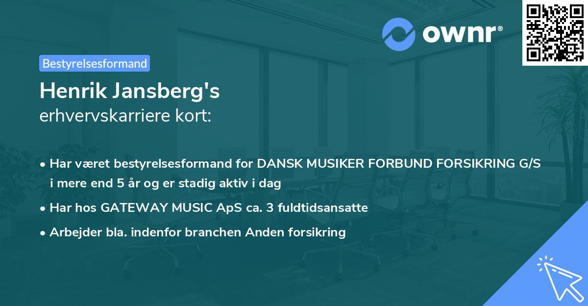 Henrik Jansberg's erhvervskarriere kort