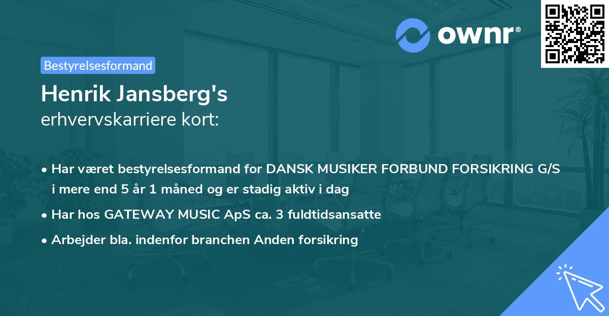 Henrik Jansberg's erhvervskarriere kort