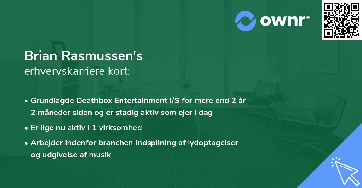 Brian Rasmussen's erhvervskarriere kort
