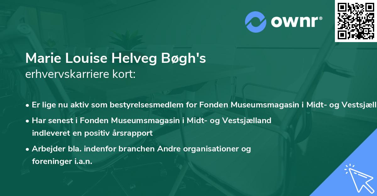 Marie Louise Helveg Bøgh's erhvervskarriere kort