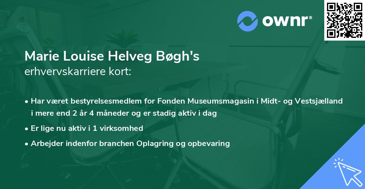 Marie Louise Helveg Bøgh's erhvervskarriere kort