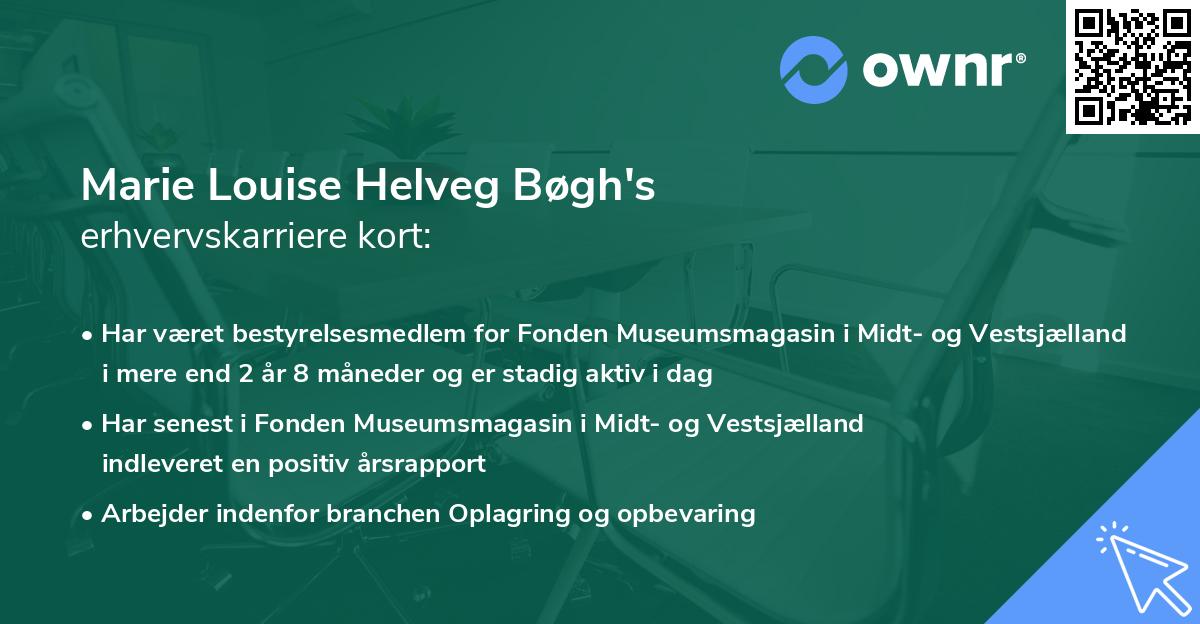 Marie Louise Helveg Bøgh's erhvervskarriere kort