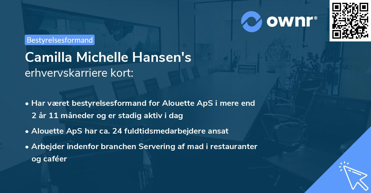 Camilla Michelle Hansen's erhvervskarriere kort