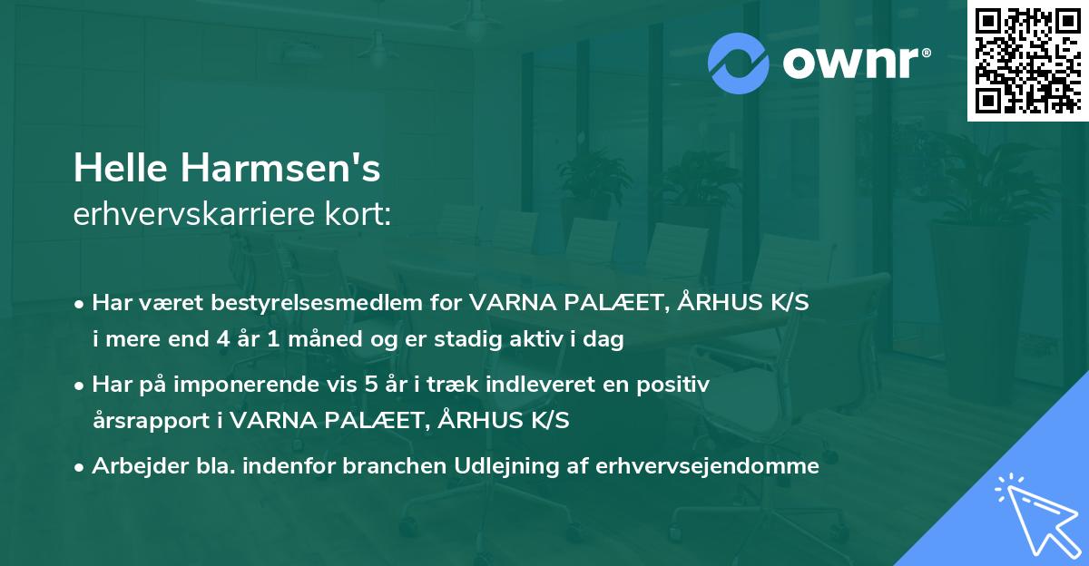 Helle Harmsen's erhvervskarriere kort