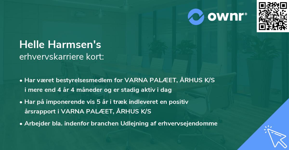 Helle Harmsen's erhvervskarriere kort