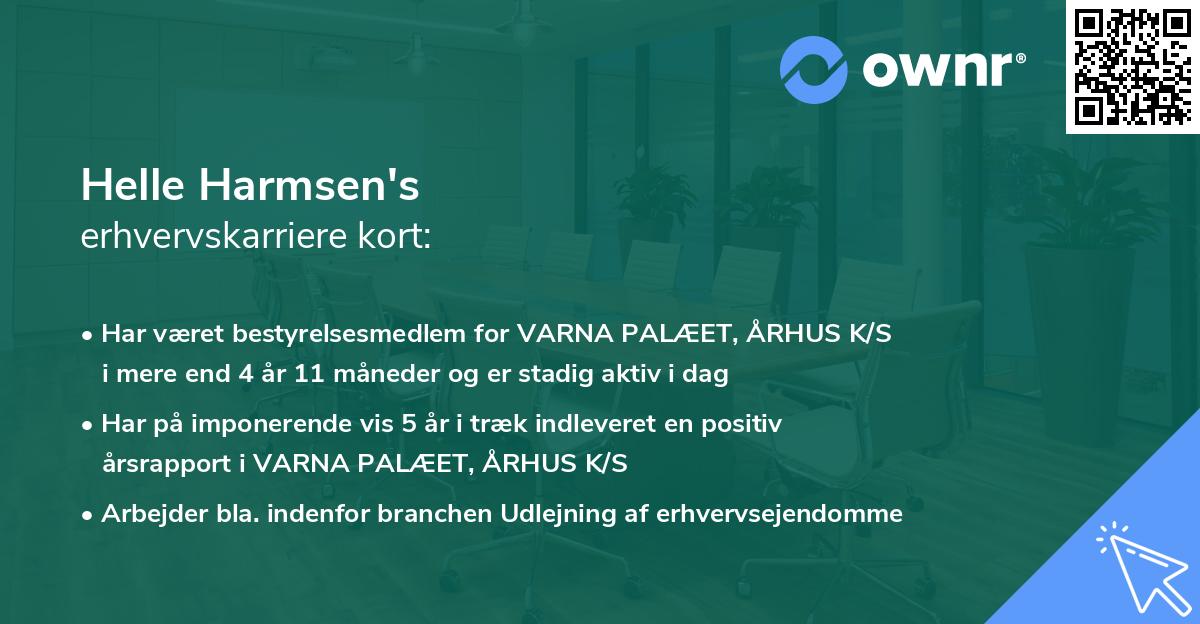 Helle Harmsen's erhvervskarriere kort