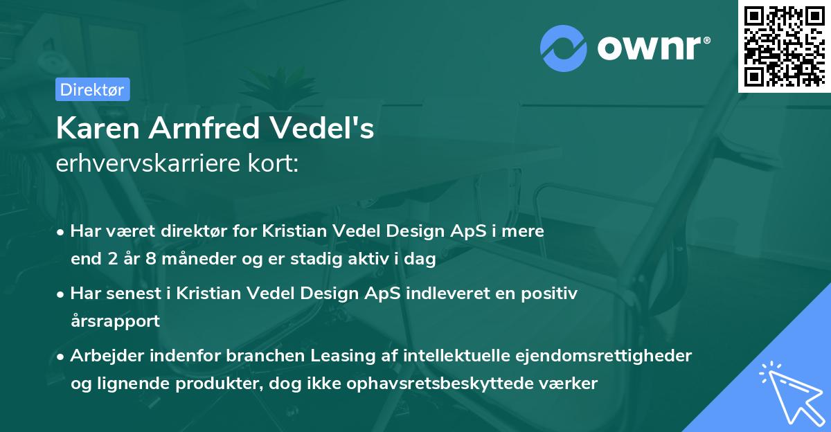 Karen Arnfred Vedel's erhvervskarriere kort