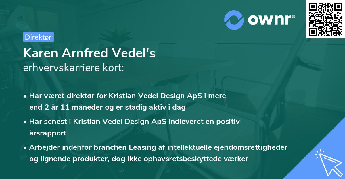 Karen Arnfred Vedel's erhvervskarriere kort