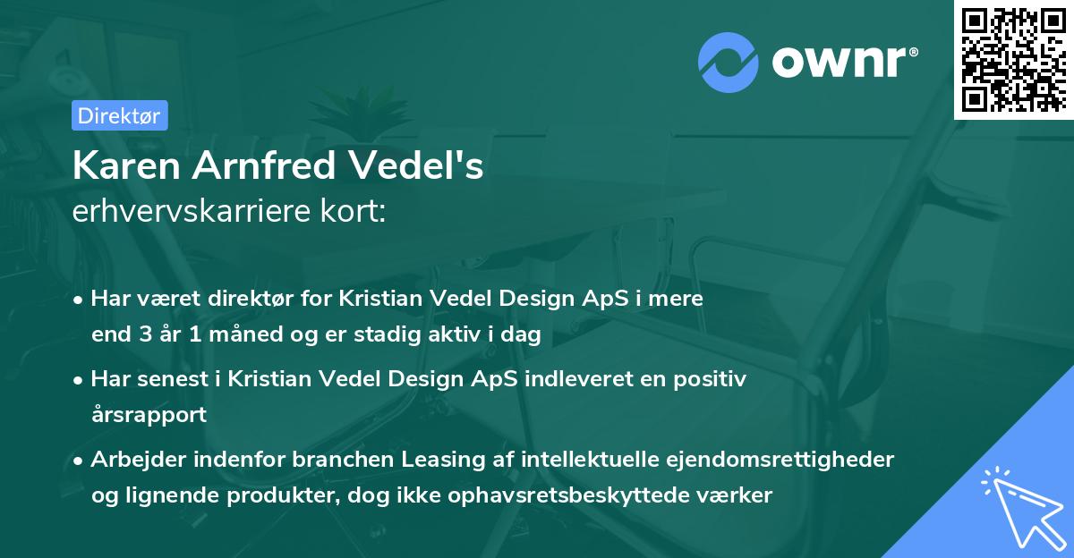 Karen Arnfred Vedel's erhvervskarriere kort