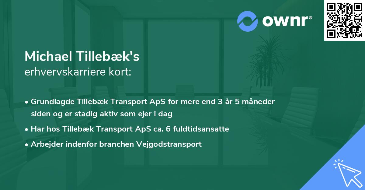 Michael Tillebæk's erhvervskarriere kort