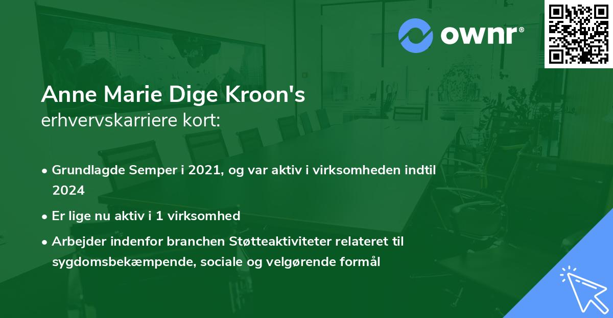 Anne Marie Dige Kroon's erhvervskarriere kort