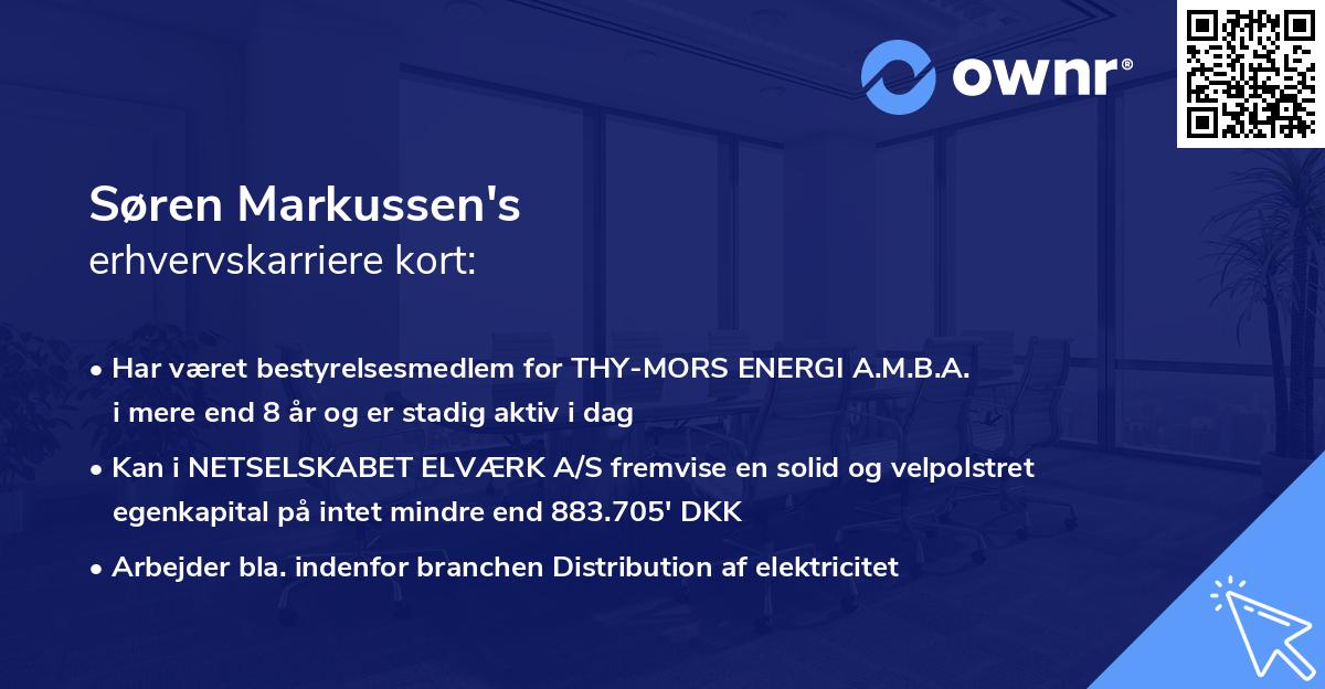Søren Markussen's erhvervskarriere kort