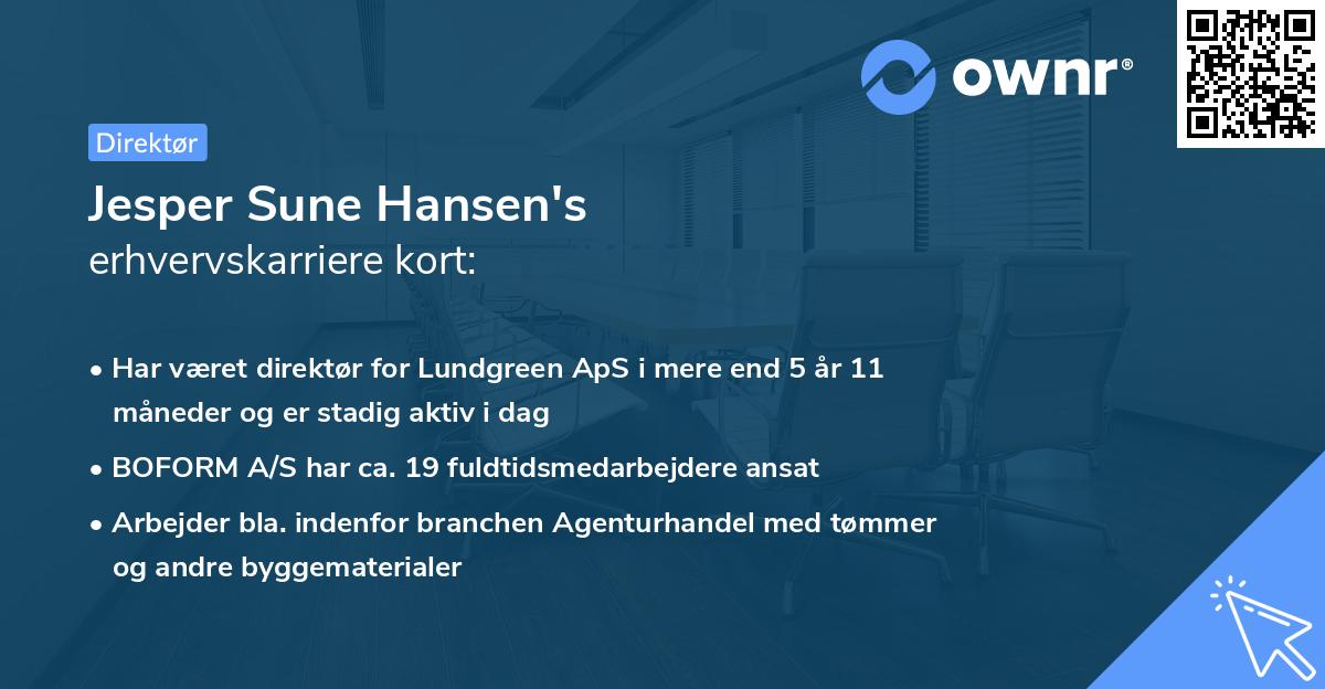 Jesper Sune Hansen's erhvervskarriere kort