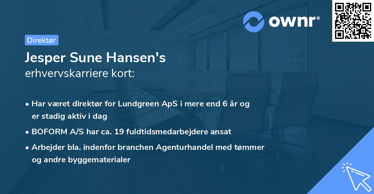 Jesper Sune Hansen's erhvervskarriere kort