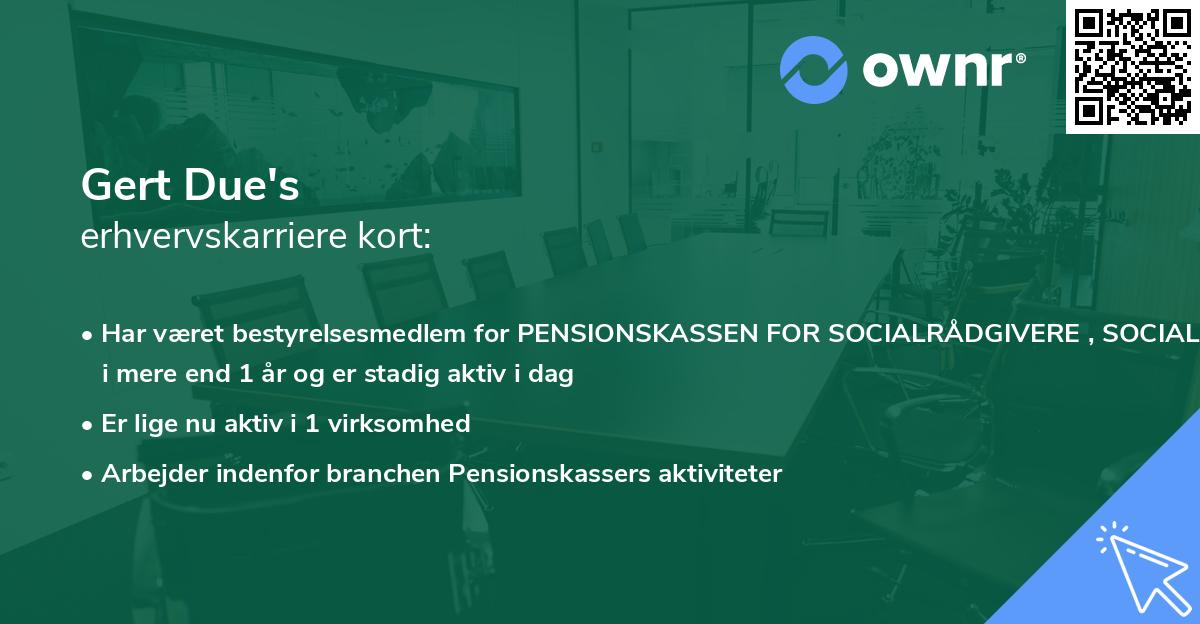 Gert Due's erhvervskarriere kort