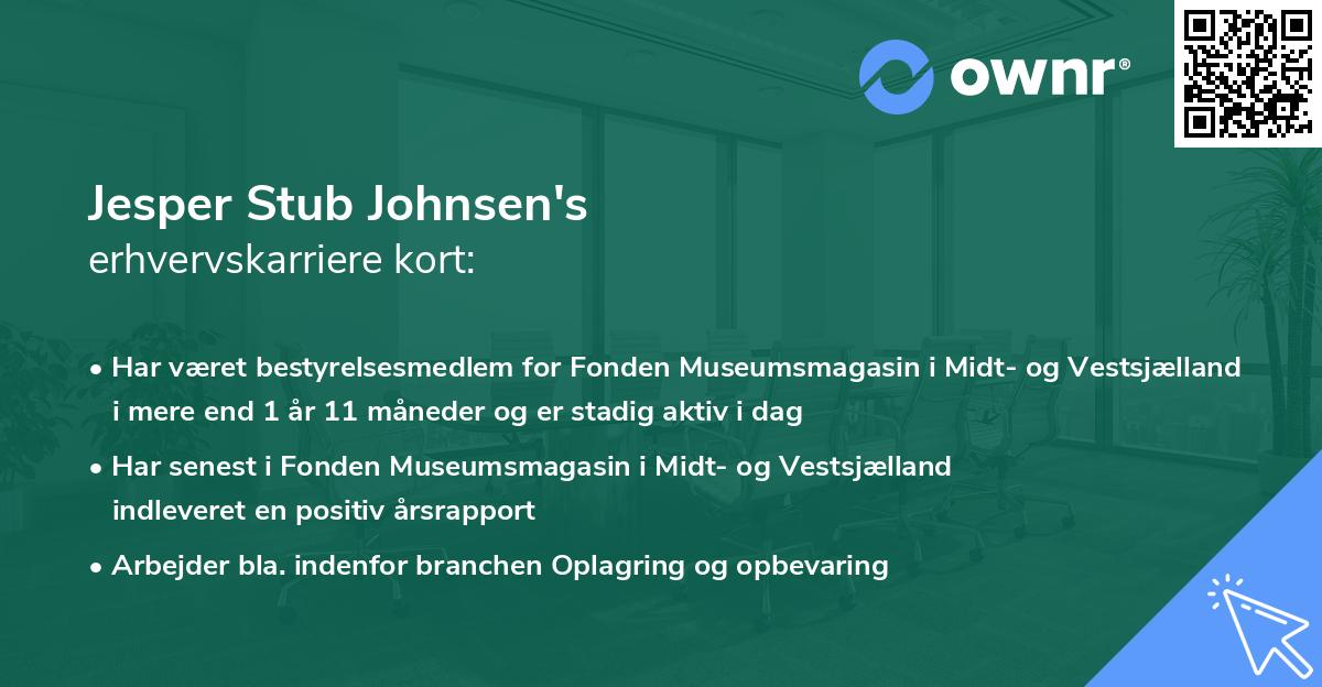 Jesper Stub Johnsen's erhvervskarriere kort