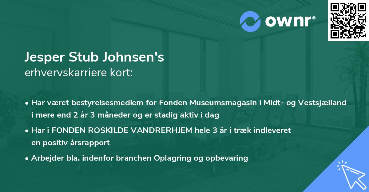 Jesper Stub Johnsen's erhvervskarriere kort