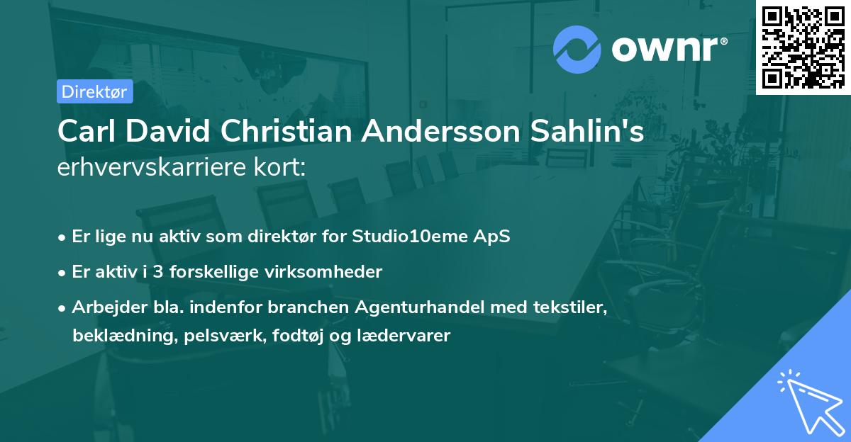 Carl David Christian Andersson Sahlin's erhvervskarriere kort