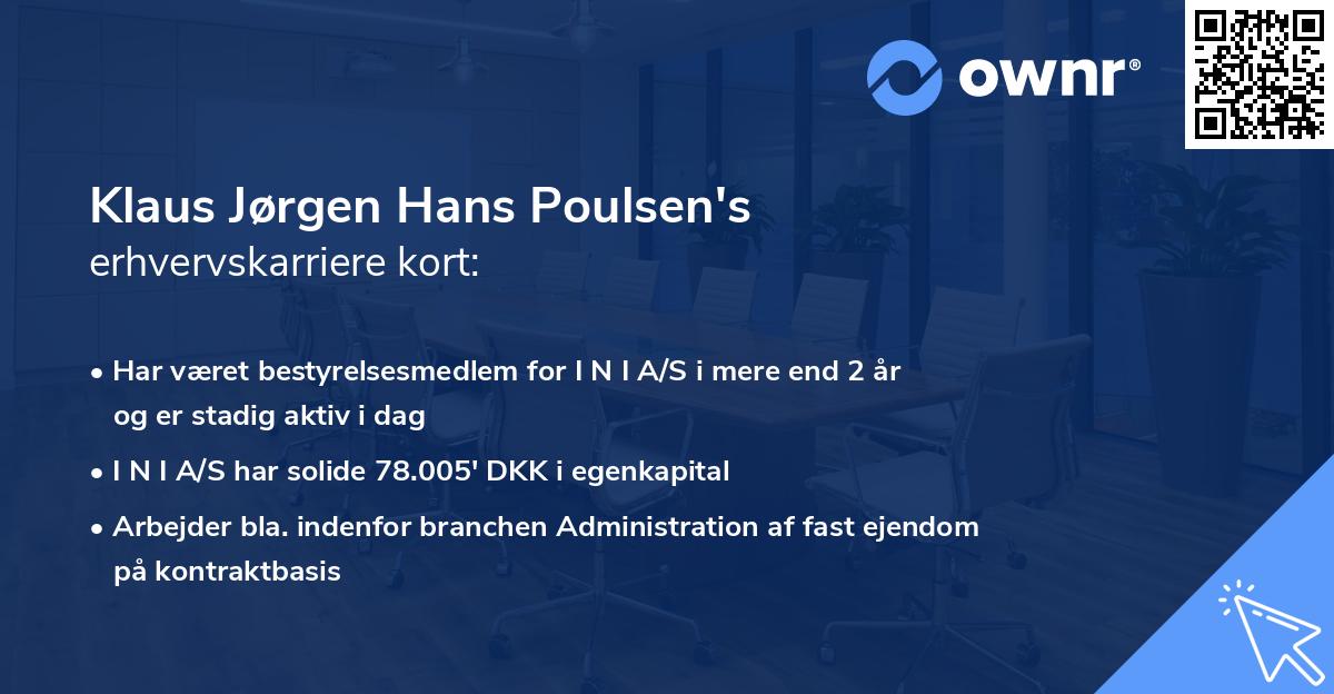 Klaus Jørgen Hans Poulsen's erhvervskarriere kort